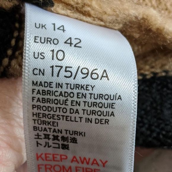 TOPSHOP Women’s Camel Ivory Black Stripes Open Cardigan Sweater Size 10 NWT - Picture 5 of 5